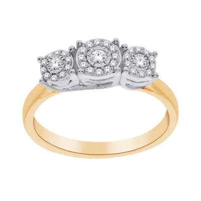 10K Yellow & White Gold 0.20CTW Three-Stone Ring