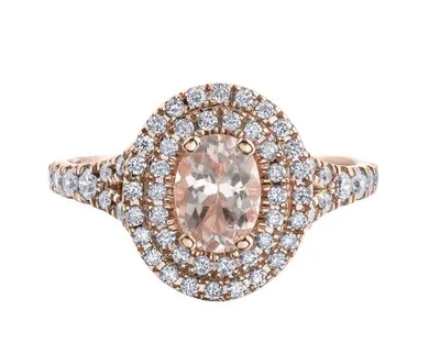 10K Rose Gold Morganite & 0.45CTW Diamond Bridal Ring