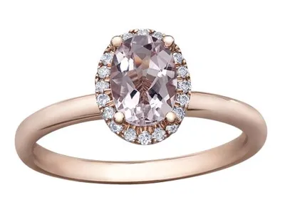 10K Rose Gold Morganite & 0.11CTW Diamond Bridal Ring
