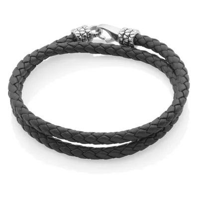 SteelX Leather 17" Black Braided Wrap Bracelet