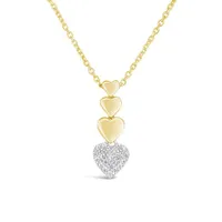 10K Yellow and White Gold 16" Hearts Journey Pendant