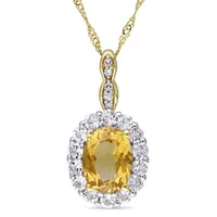 Julianna B Yellow Gold Citrine White Topaz & Diamond Pendant