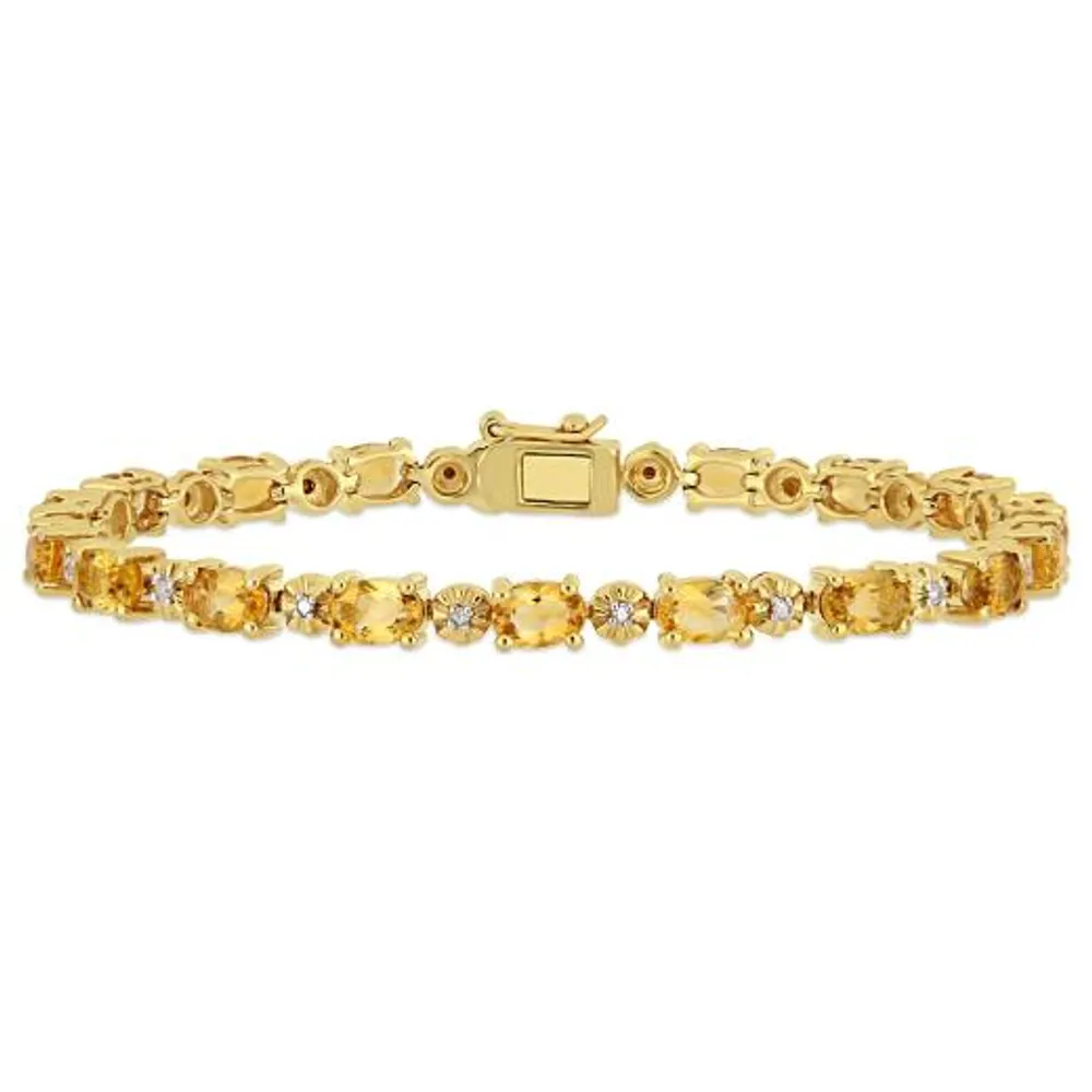 Julianna B Yellow Plated Sterling Silver Oval Cut Citrine & Diamond Bracelet