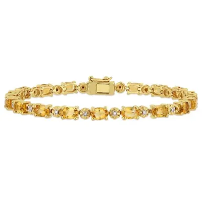 Julianna B Yellow Plated Sterling Silver Oval Cut Citrine & Diamond Bracelet