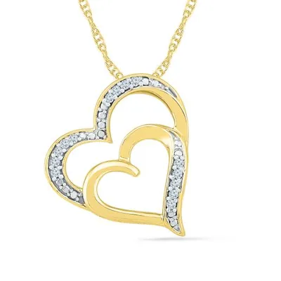 10K Yellow Gold Diamond Heart Pendant