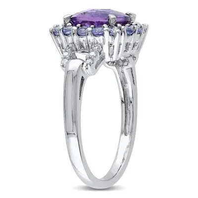 Julianna B Sterling Silver Amethyst Tanzanite & 0.06CT Diamond Fashion Ring
