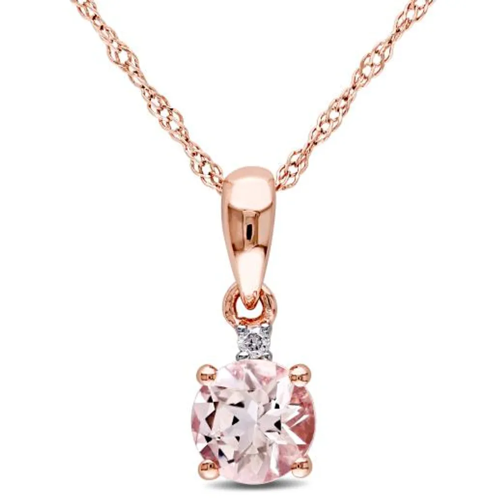Julianna B 10K Rose Gold Morganite & Diamond Pendant with Chain