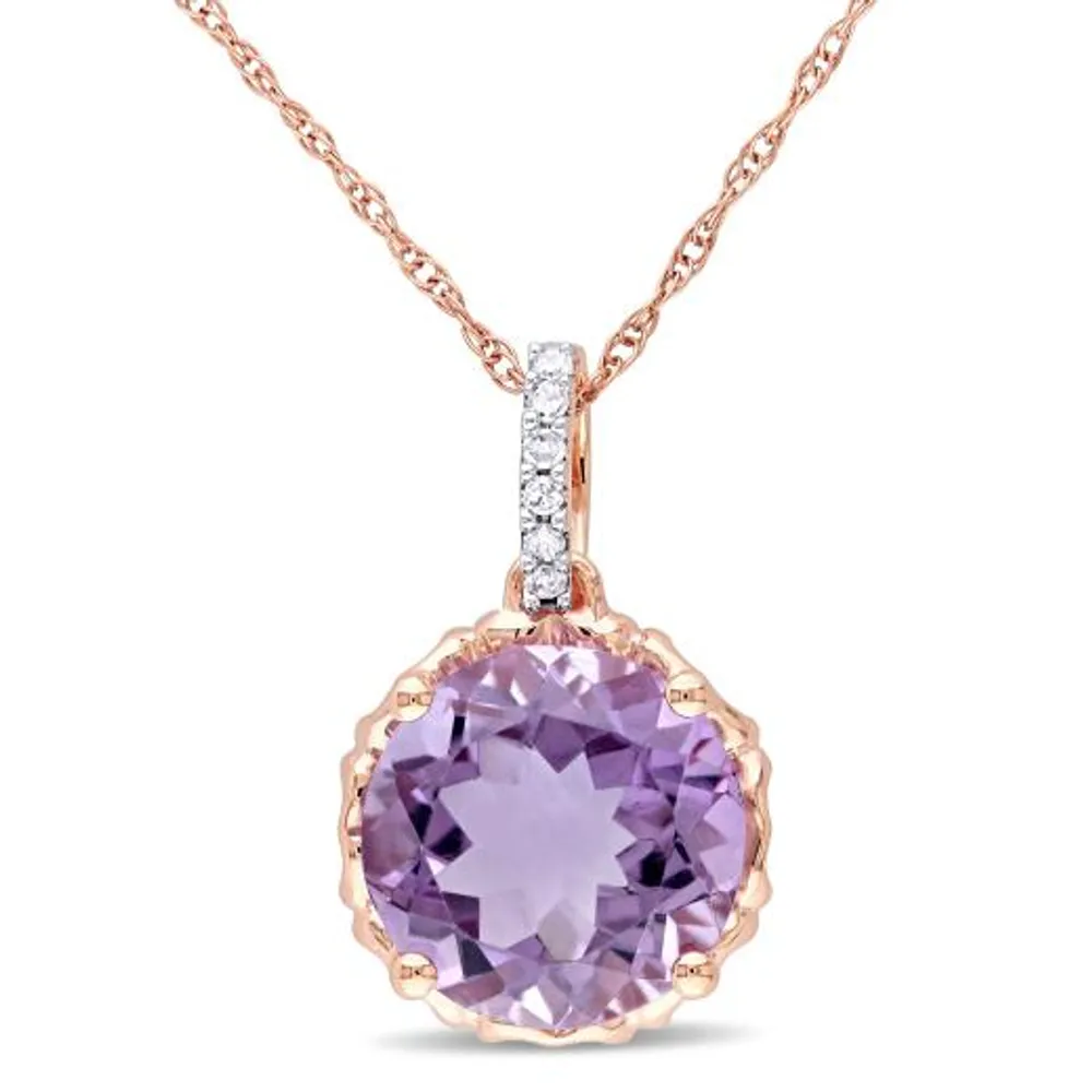 Julianna B 10K Rose Gold Amethyst & Diamond Fashion Pendant