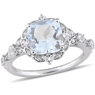 Julianna B 14K White Gold Aquamarine Sapphire & Diamond Ring