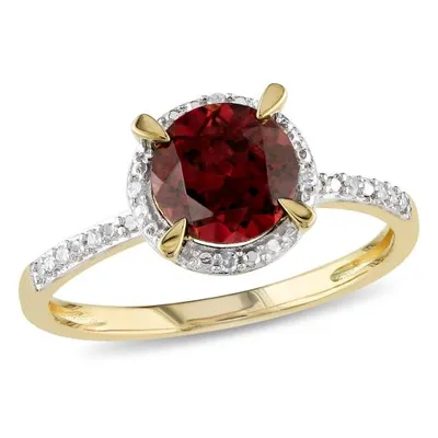 Julianna B 10K Yellow Gold Garnet & 0.05CT Diamond Fashion Ring