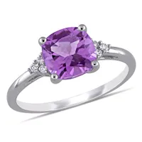 Julianna B 10K White Gold Amethyst & 0.06CT Diamond Fashion Ring