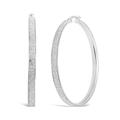 Sterling Silver Large Glitter Hoops