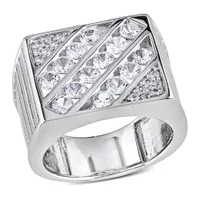 Julianna B Sterling Silver Created White Sapphire Men's Ring