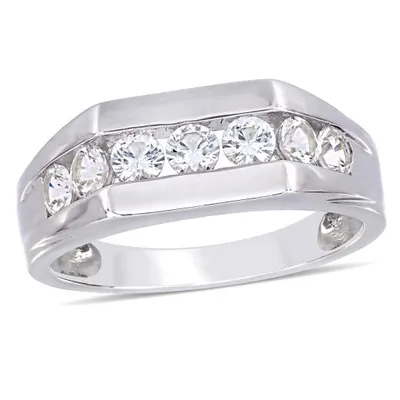 Julianna B Sterling Silver Created White Sapphire Men's Ring