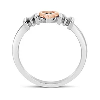 Sterling Silver 10K Rose Gold Diamond Mom Heart Ring