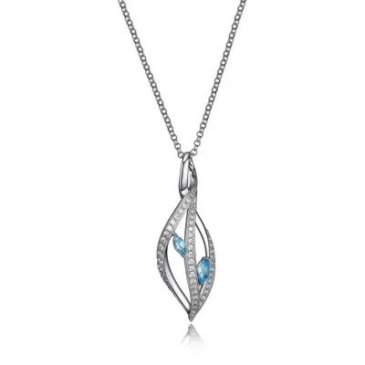Elle "Moon Shadow" 18+2" Blue Topaz and Cubic Zirconia Necklace