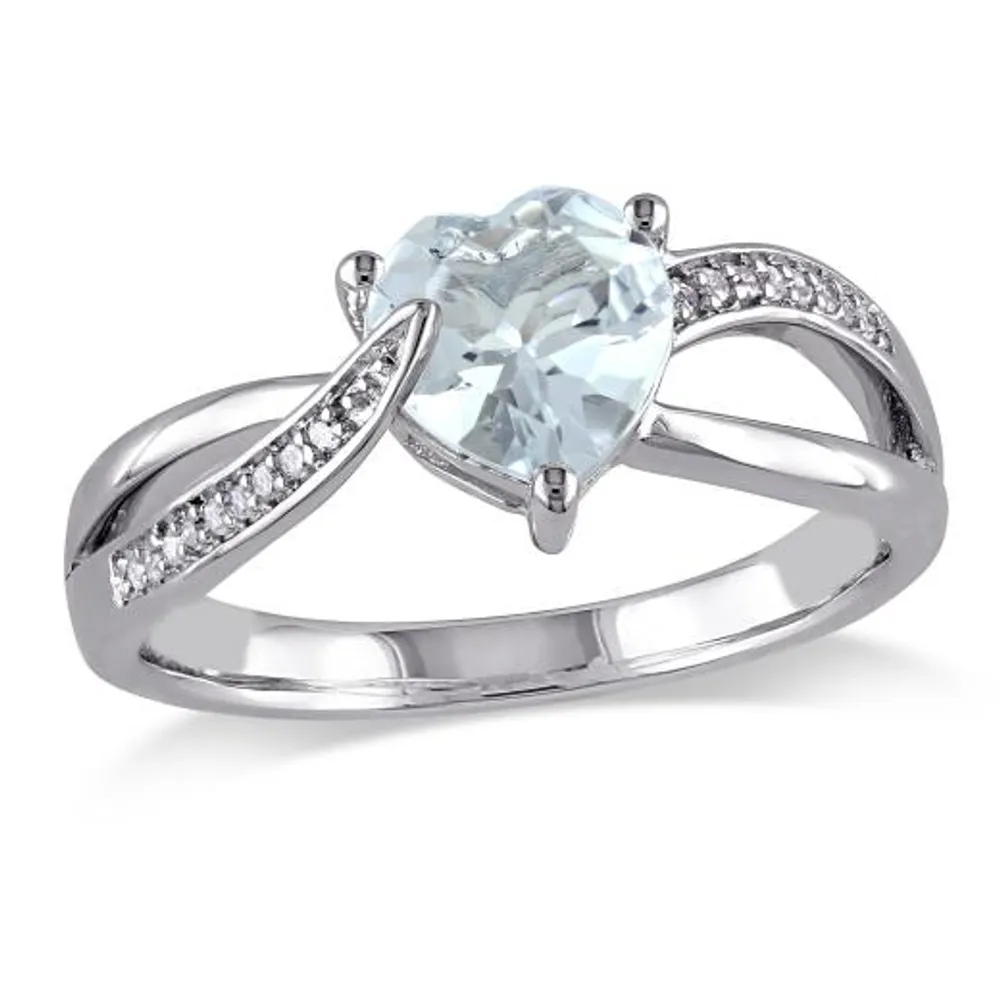 Julianna B Sterling Silver Aquamarine & 0.05CT Diamond Fashion Ring