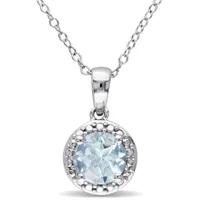 Julianna B Sterling Silver Aquamarine Fashion Pendant with Chain