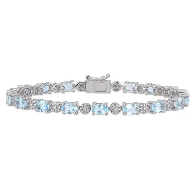 Julianna B Sterling Silver Aquamarine & Diamond Bracelet