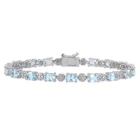 Julianna B Sterling Silver Aquamarine & Diamond Bracelet