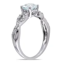 Julianna B 10K White Gold Aquamarine & 0.10CT Diamond Fashion Ring