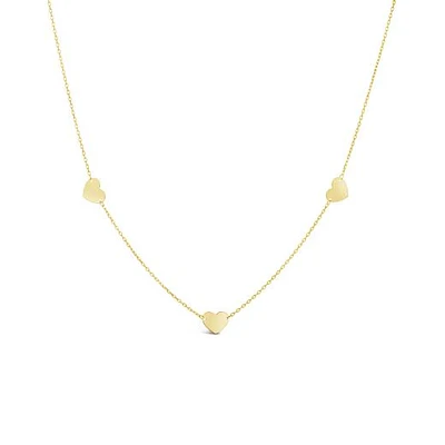 10K Yellow Gold Hearts Necklace