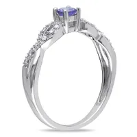 Julianna B Sterling Silver Tanzanite & 0.10CT Diamond Fashion Ring