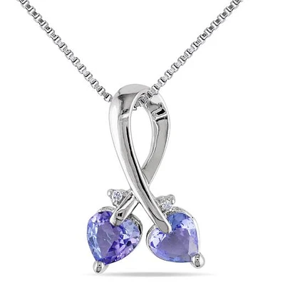 Julianna B Sterling Silver Tanzanite with Diamond Accent Heart Necklace