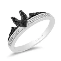 Enchanted Disney Sterling Silver Maleficent 0.20CTW Black Diamond Ring