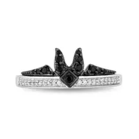 Enchanted Disney Sterling Silver Maleficent 0.20CTW Black Diamond Ring