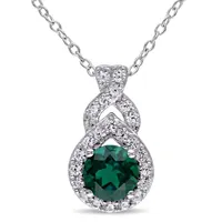 Julianna B Sterling Silver Created Emerald & Created White Sapphire Pendant