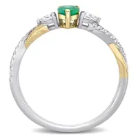 Julianna B 14K White & Yellow Gold Emerald 0.19CTW Diamond Fashion Ring