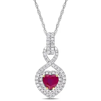 Julianna B 14K White & Yellow Gold Ruby & 0.30CTW Diamond Infinity Pendant