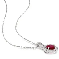 Julianna B 14K White Gold Ruby & 0.16CTW Diamond Heart Pendant with Chain