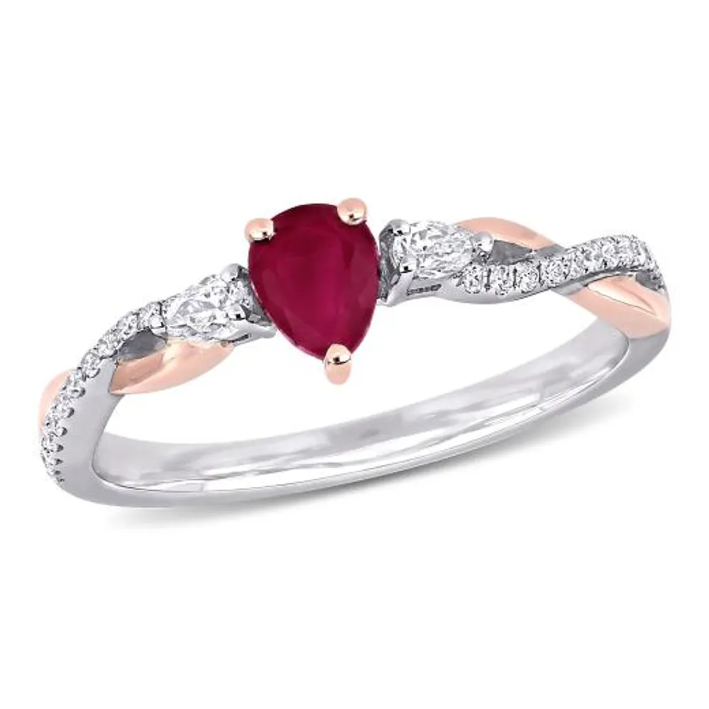 Julianna B 14K White & Rose Gold Ruby Diamond Ring
