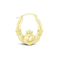 10K Yellow Gold Claddagh Creole Earrings
