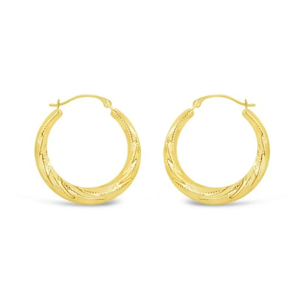 10K Yellow Gold Round Creole Earrings