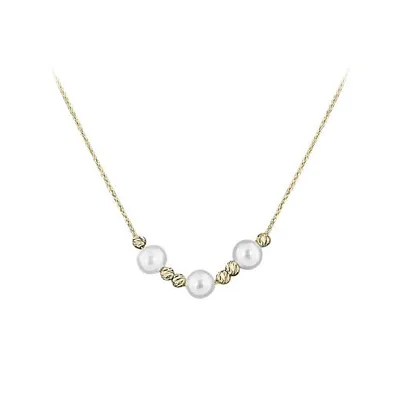 10K Yellow Gold Adjustable Pearl Necklace