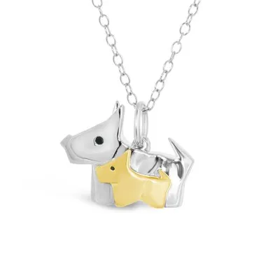Sterling Silver Yellow Gold Plated Dog Pendant