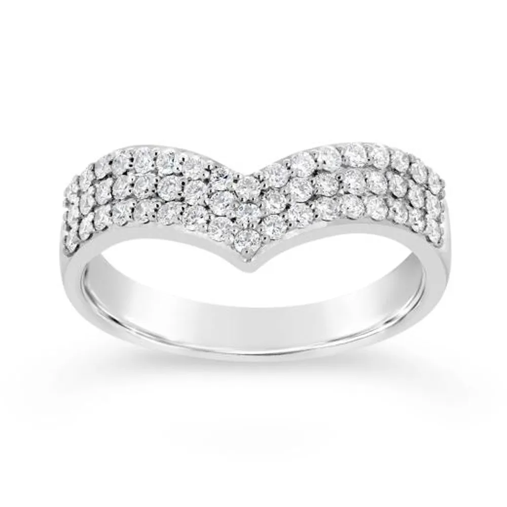 10K White Gold 0.50CTW Diamond Chevron Band