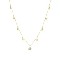 10K Yellow Gold Diamond Stars Necklace