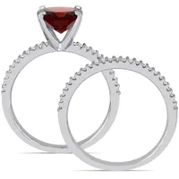 Julianna B 14K White Gold Garnet & 0.25CTW Diamond Fashion Ring