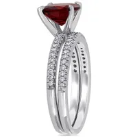 Julianna B 14K White Gold Garnet & 0.25CTW Diamond Fashion Ring