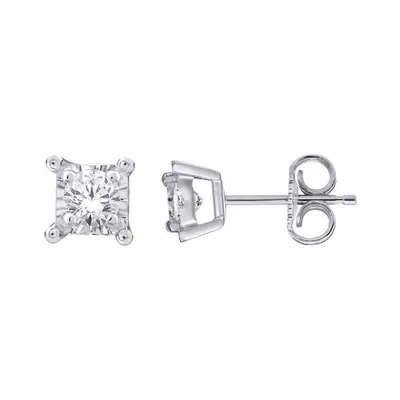 Sterling Silver 0.10CTW Diamond Stud Earrings