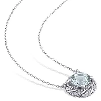 Julianna B 10K White Gold Aquamarine & 0.12CTW Diamond Pendant with Chain