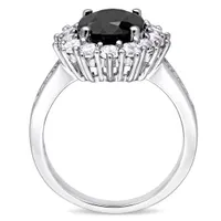 Julianna B Sterling Silver Black Sapphire & Created White Fashion Ring