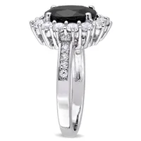 Julianna B Sterling Silver Black Sapphire & Created White Fashion Ring