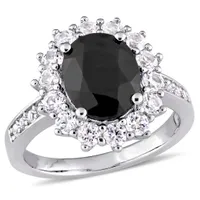 Julianna B Sterling Silver Black Sapphire & Created White Fashion Ring