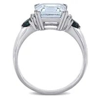 Julianna B Sterling Silver Aquamarine & 0.04CTW Diamond Fashion Ring