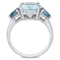 Julianna B Sterling Silver Aquamarine Blue Topaz & 0.05CTW Diamond Fashion Ring